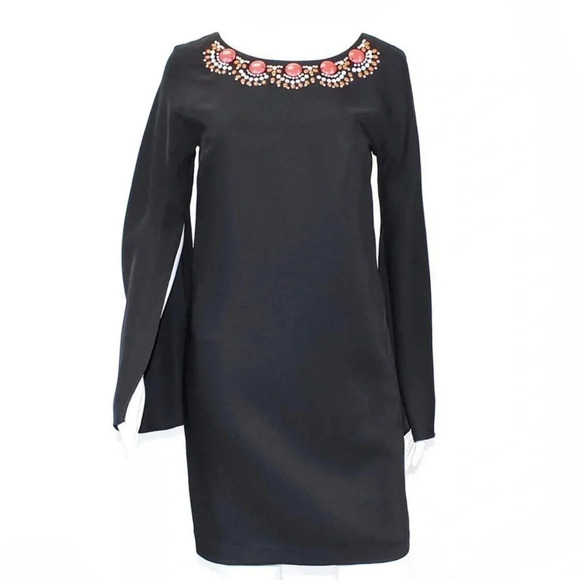 Cynthia Steffe Black dress with beaded neckline and split sleeves - Picture 2 of 10